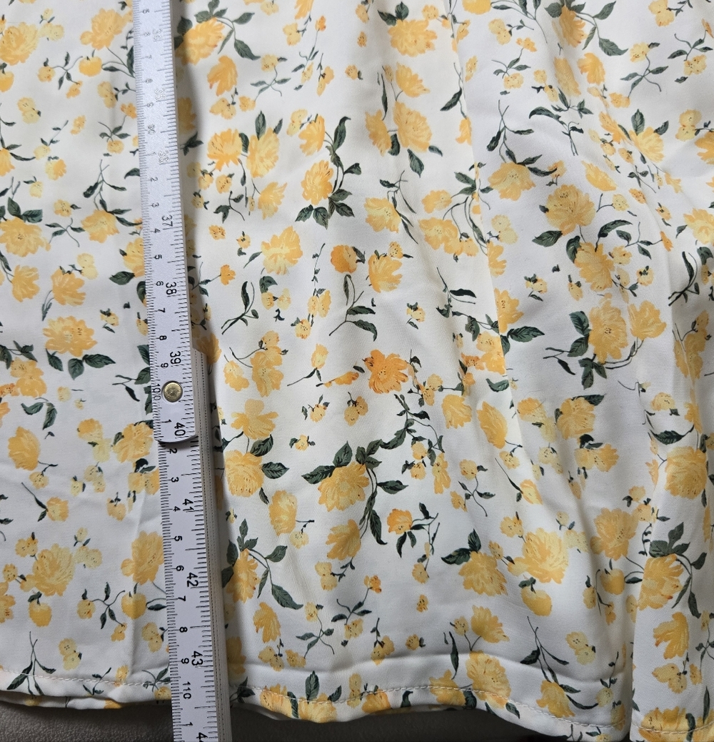 Scarlet Darkness White Yellow Floral Milkmaid Midi Sundress Cottagecore Large - Picture 12 of 14